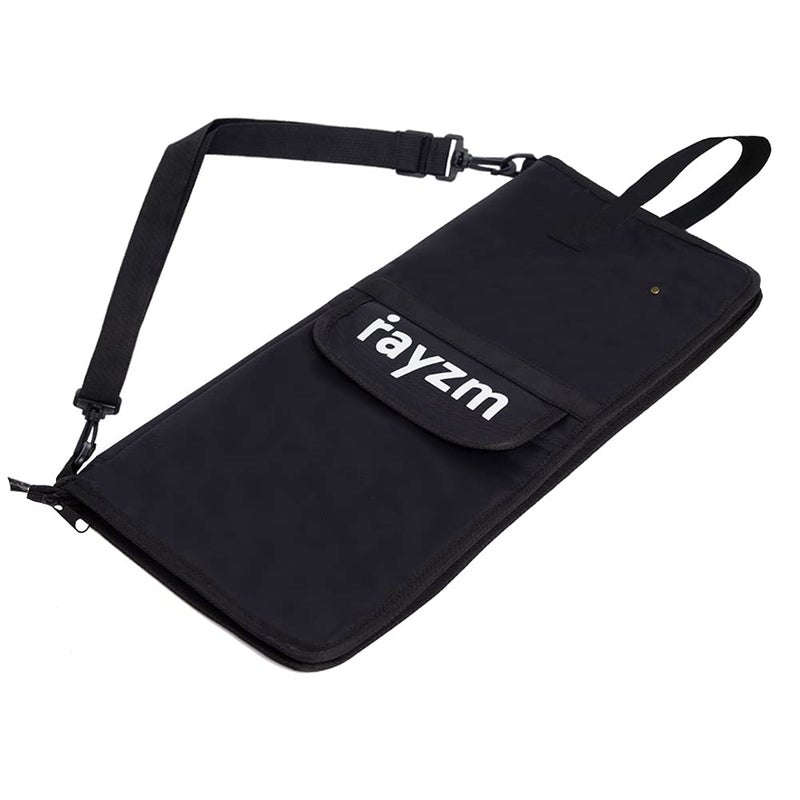 Rayzm Drum Stick Bag with an External Pocket, Standard Nylon Stick Bag with a Carry Handle and Floor Tom Hooks, Inside 4 Slots Holds up to 12 Pairs of Drumsticks,Water Resistant Nylon - Image 1